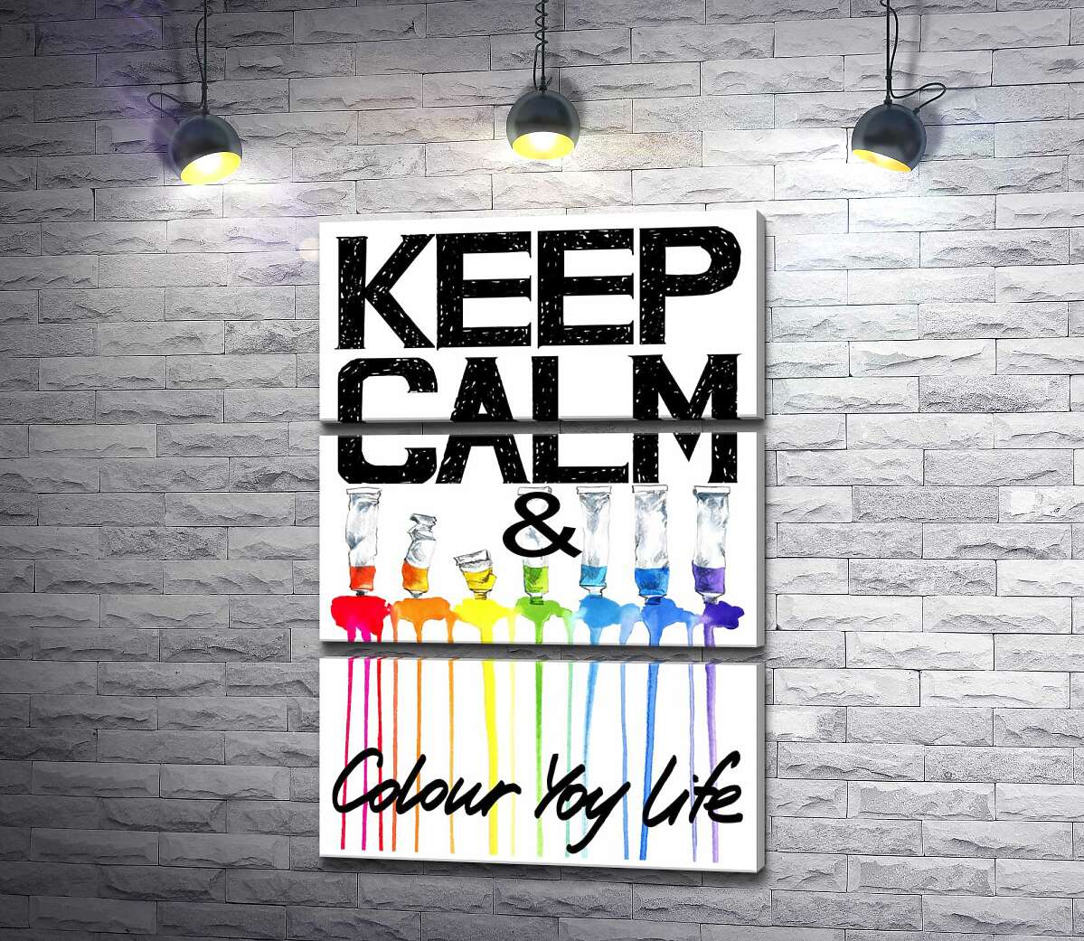 

Модульная картина ArtPoster Краска вытекает из ярких тюбиков на надписи "keep calm and colour your life" 100x147 см Модуль №13