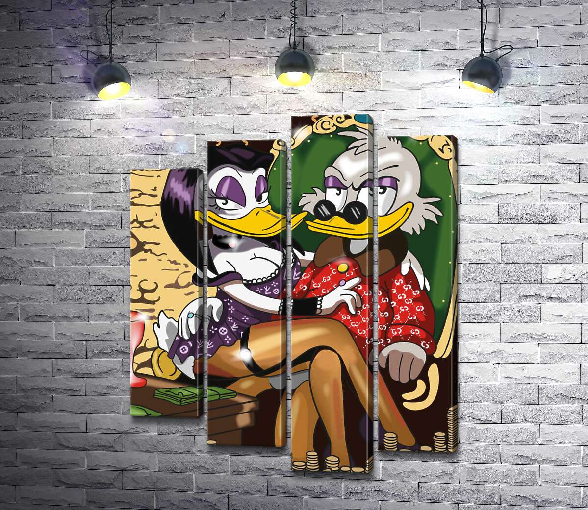 

Модульная картина ArtPoster Магика де Гипноз (Magica De Spell) соблазнительно сидит на руках у Скруджа МакДака (Scrooge McDuck) 100x127 см Модуль №21