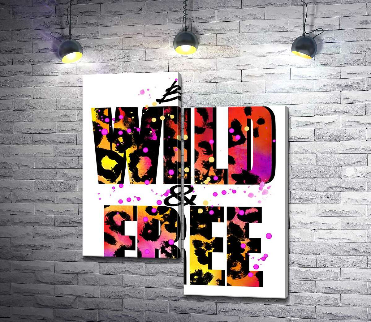 

Модульная картина ArtPoster Леопардовый принт надписи "wild and free" 100x119 см Модуль №5