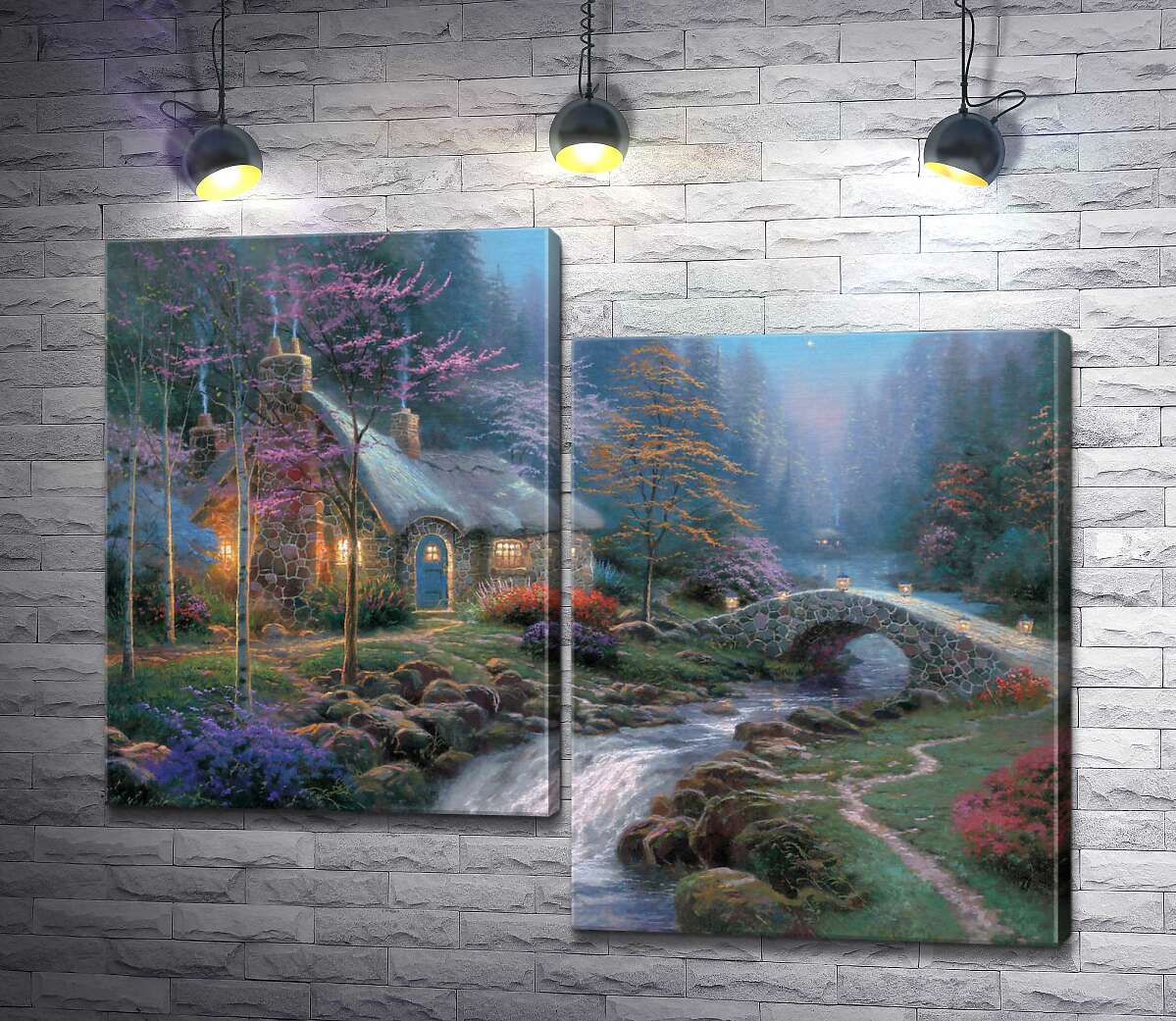 

Модульная картина ArtPoster Коттедж в сумерках (Twilight cottage) - Томас Кинкейд (Thomas Kinkade) 130x105 см Модуль №5