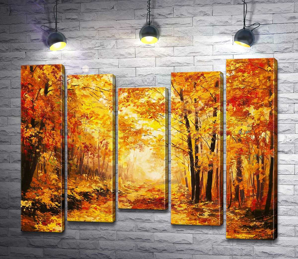 

Модульная картина ArtPoster Лесная дорога шуршит ковром осенних листьев 130x105 см Модуль №28