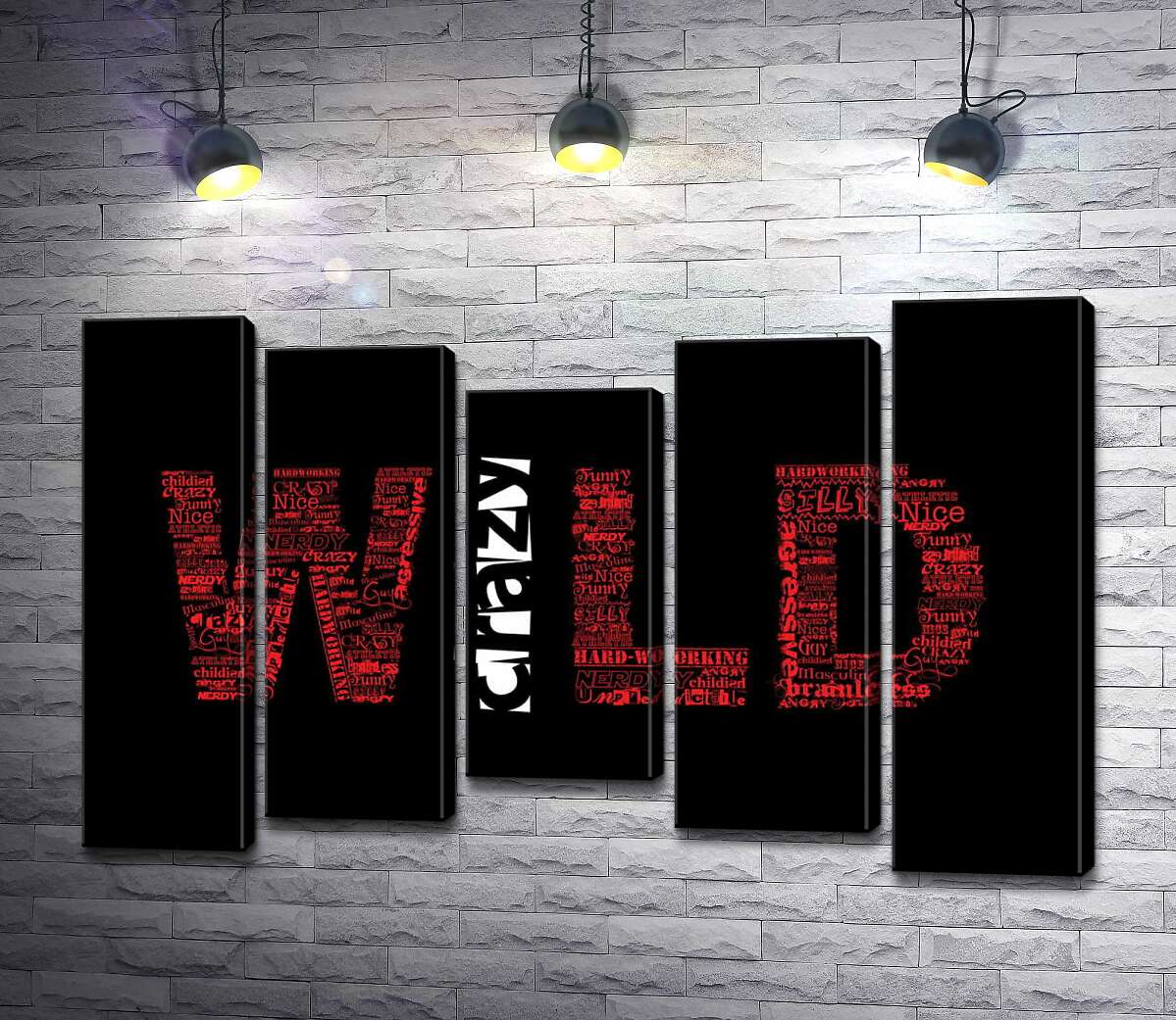 

Модульная картина ArtPoster Красная надпись "Дикий" (Wild) на черном фоне 130x86 см Модуль №28