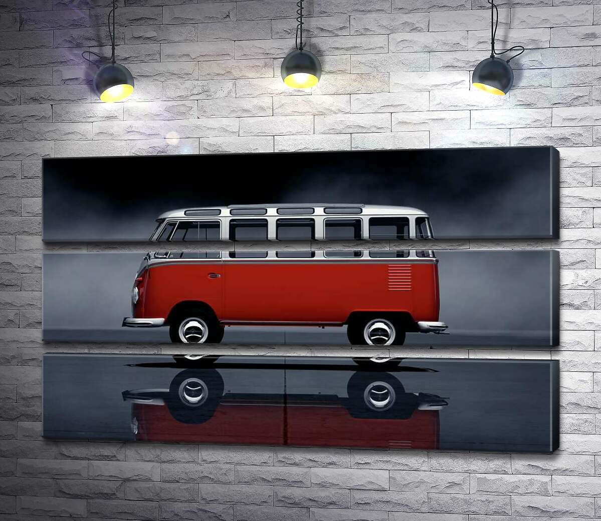 

Модульная картина ArtPoster Легендарный красно-белый автобус Volkswagen Van Samba 107x60 см Модуль №13