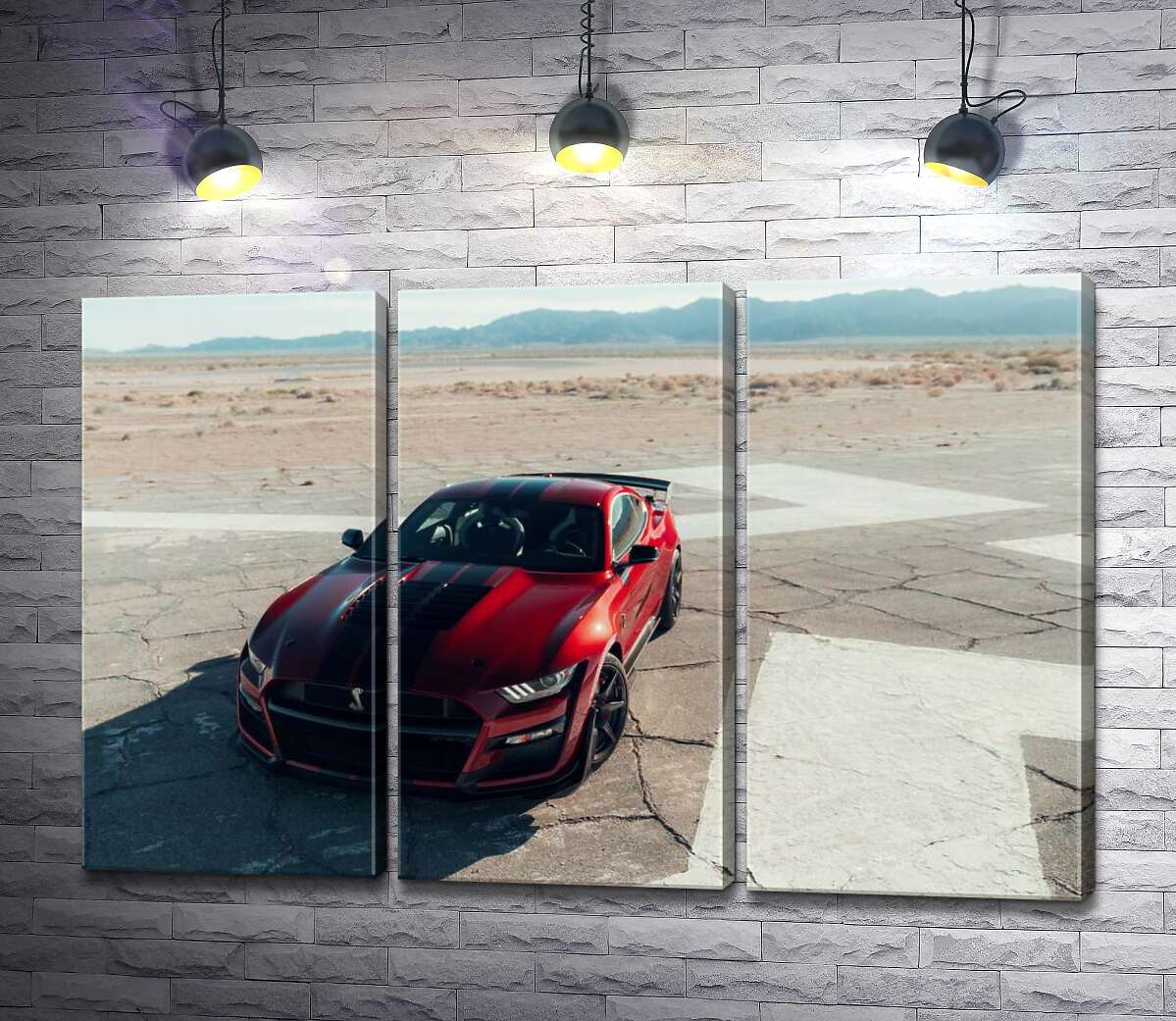 

Модульная картина ArtPoster Красный Ford Mustang Shelby GT500 на пустынной трассе 132x87 см Модуль №11