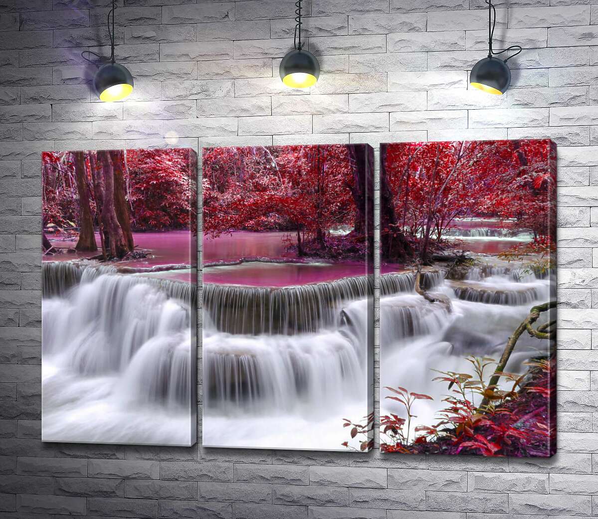 

Модульная картина ArtPoster Красные оттенки осени у водопада Эраван (Erawan falls) 102x67 см Модуль №11