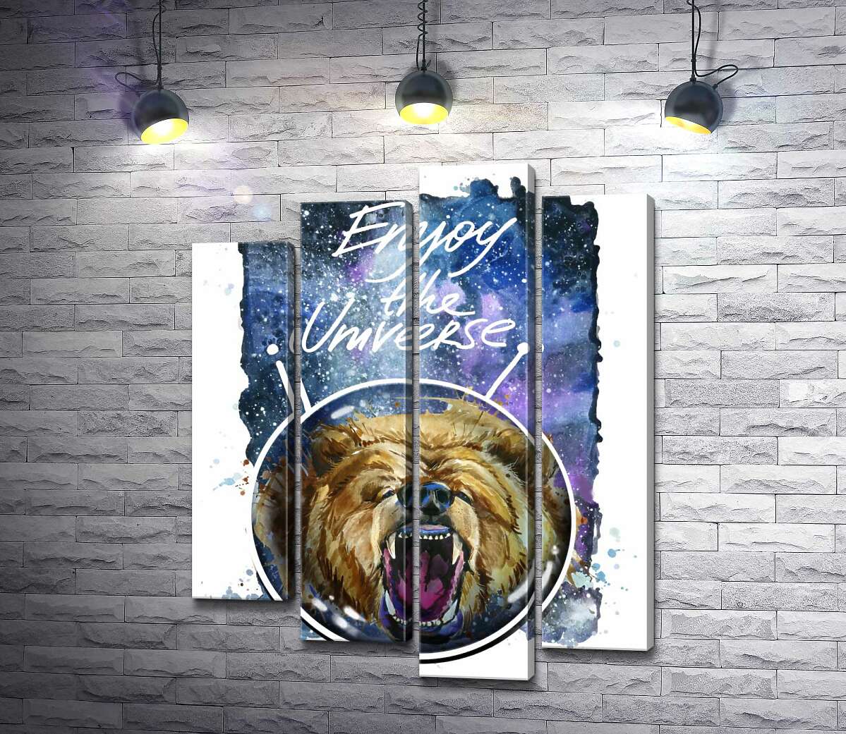

Модульная картина ArtPoster Медведь в шлеме космонавта с надписью "Enjoy the Universe" 100x130 см Модуль №21