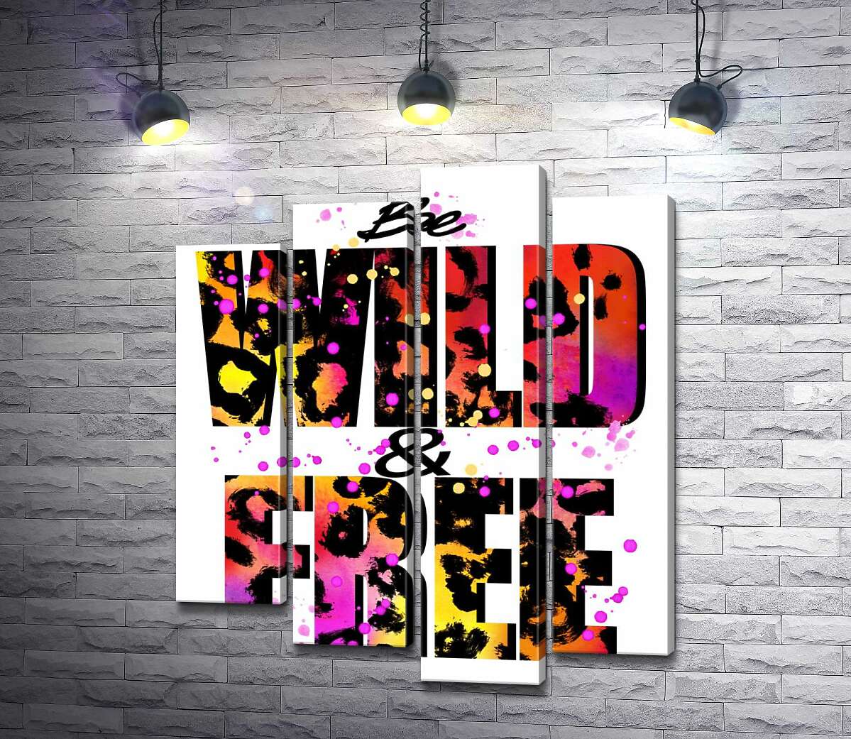 

Модульная картина ArtPoster Леопардовый принт надписи "wild and free" 80x97 см Модуль №21