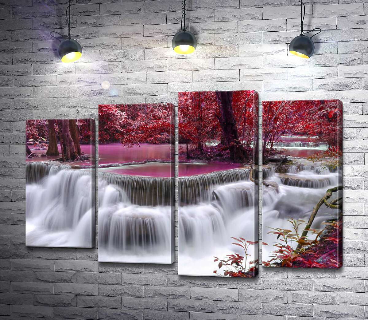 

Модульная картина ArtPoster Красные оттенки осени у водопада Эраван (Erawan falls) 100x69 см Модуль №21