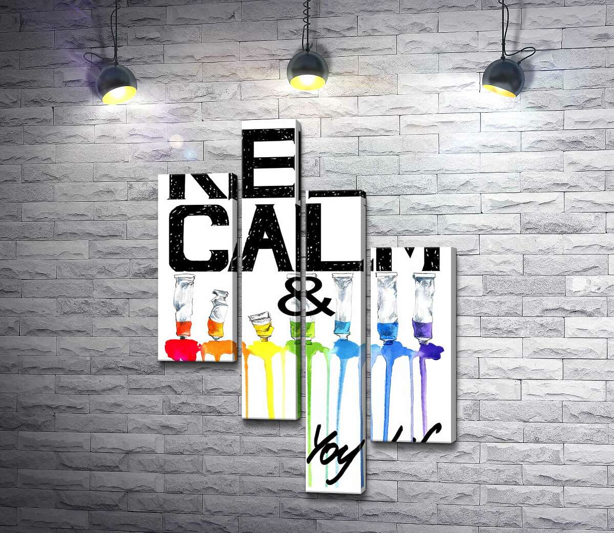 

Модульная картина ArtPoster Краска вытекает из ярких тюбиков на надписи "keep calm and colour your life" 130x191 см Модуль №20