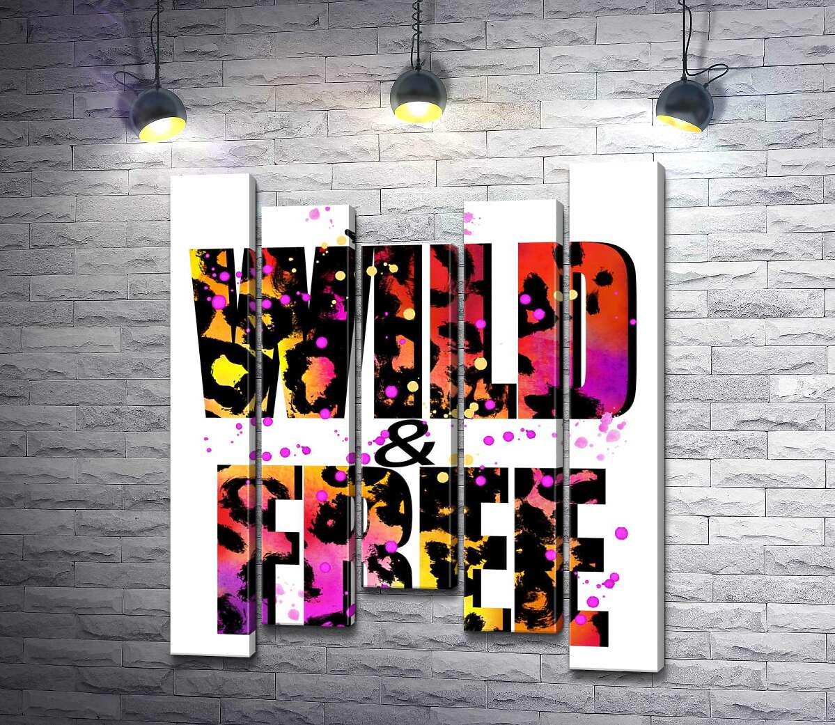 

Модульная картина ArtPoster Леопардовый принт надписи "wild and free" 100x120 см Модуль №28