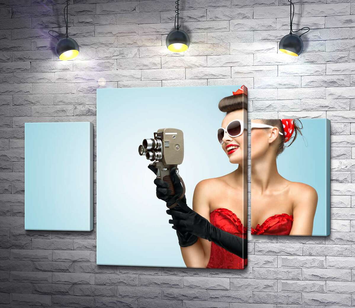 

Модульная картина ArtPoster Леди в красном восторженно снимает на камеру 80x54 см Модуль №7