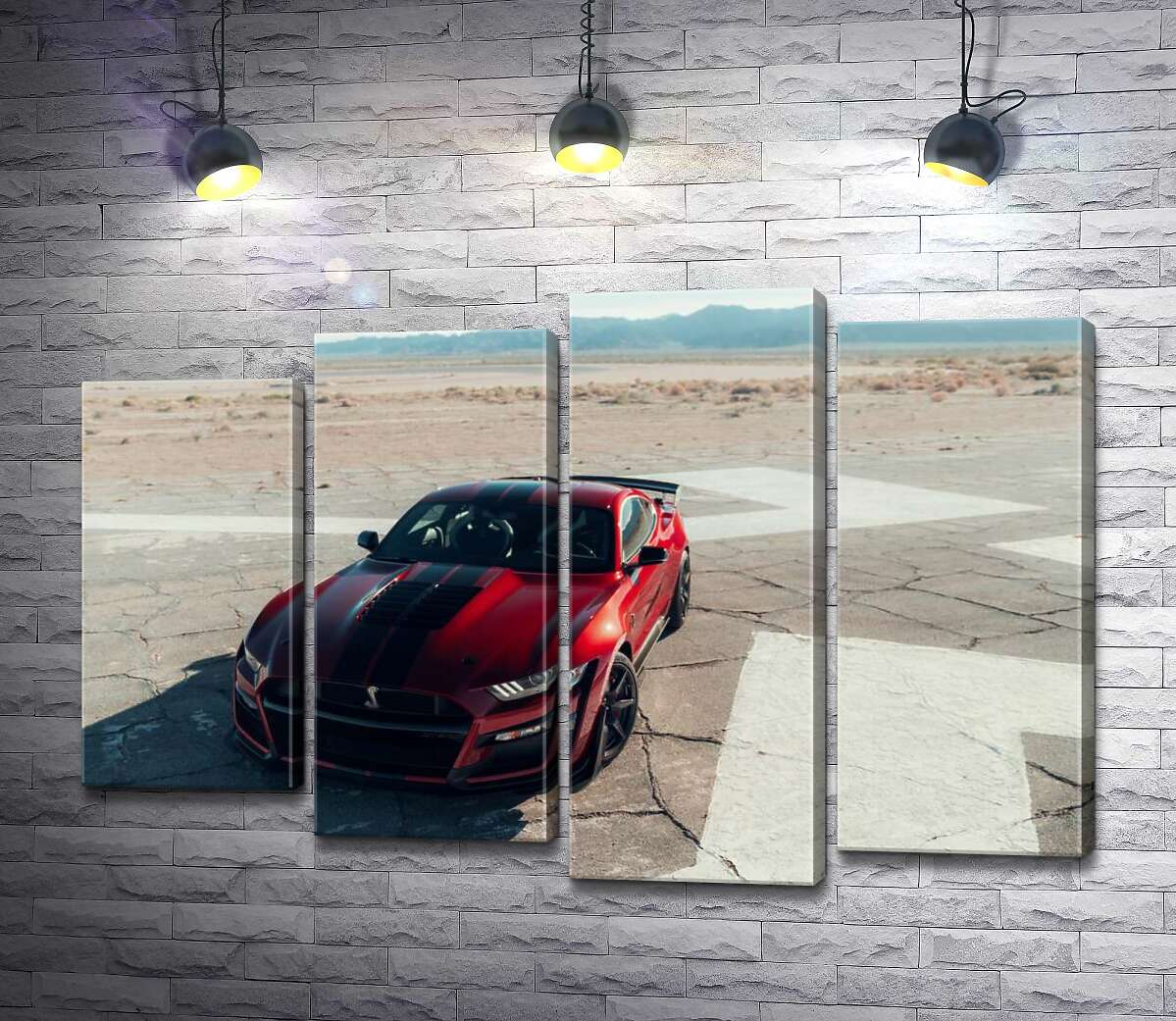 

Модульная картина ArtPoster Красный Ford Mustang Shelby GT500 на пустынной трассе 80x54 см Модуль №21