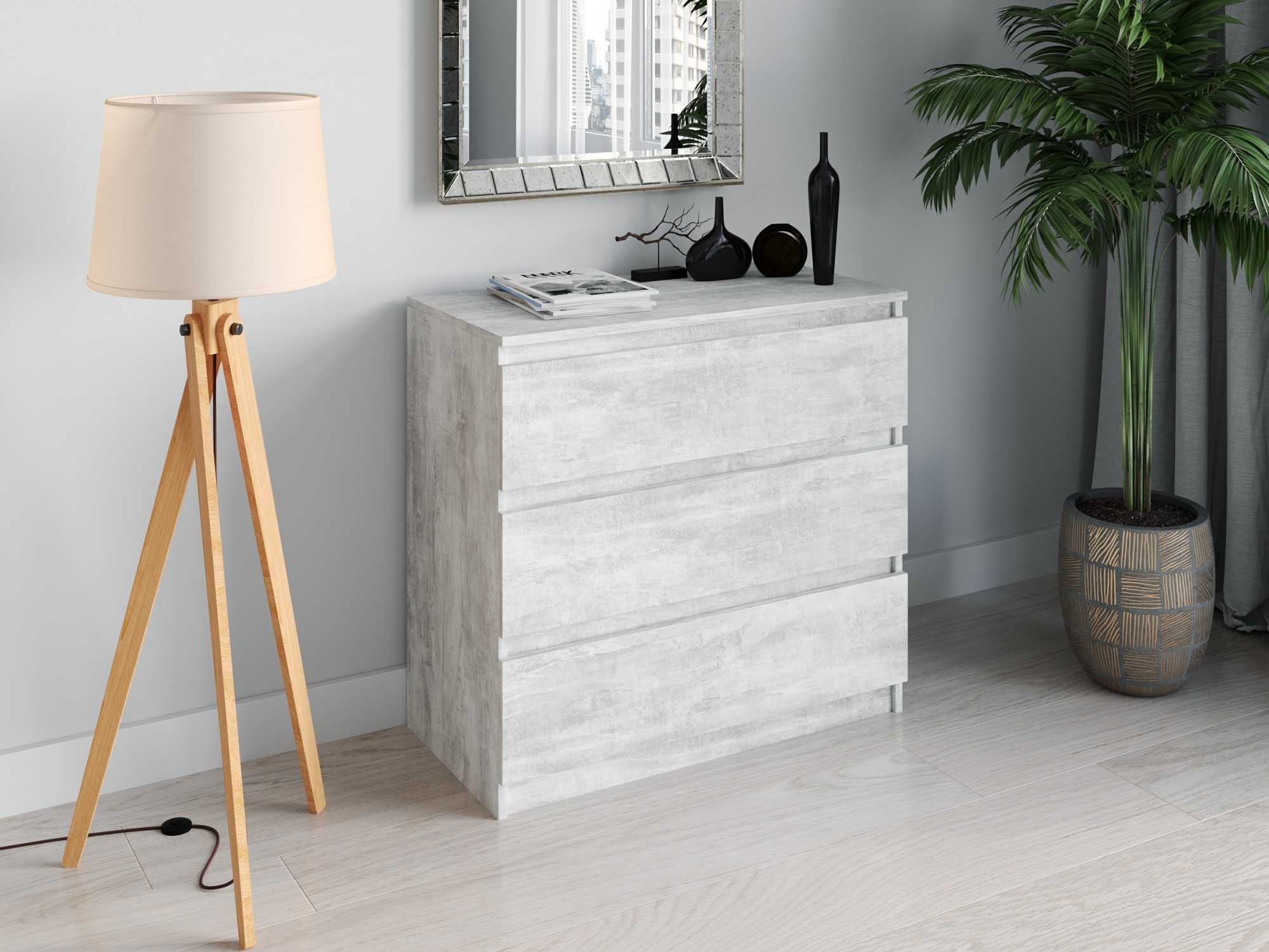 

Комод на 3 ящика Moreli T-214 Ш 800 / В 755 / Г 400 Бетон
