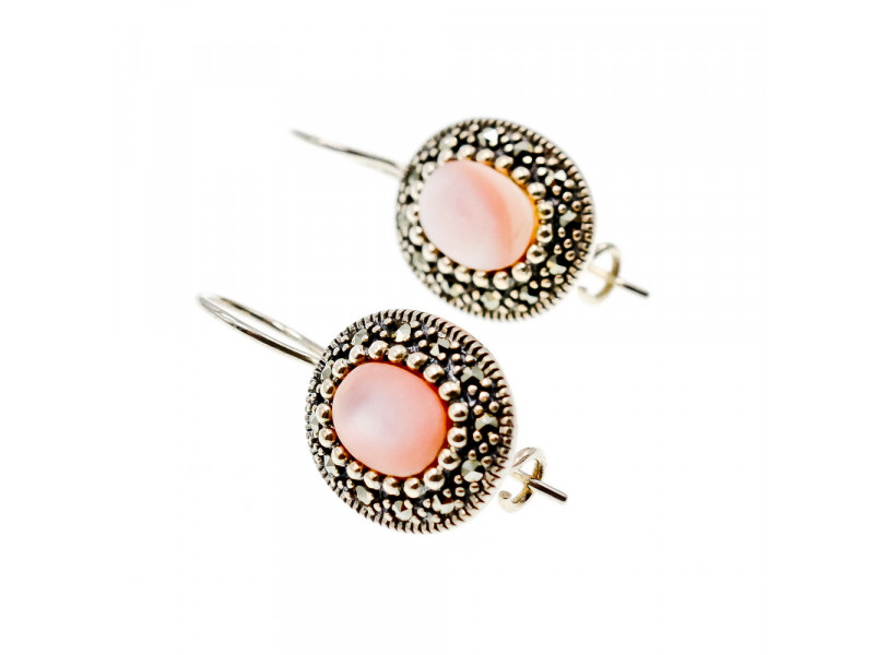 

Серебряные серьги с перламутром и марказитами Натуральный Sky Jewelry 003651