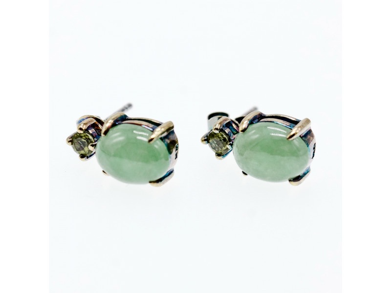 

Серебряные серьги с нефритом и хризолитом Натуральный Sky Jewelry 003629