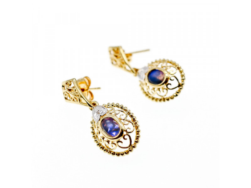 

Золотые серьги с лунным камнем и бриллиантом Ажур Натуральный Sky Jewelry 003690