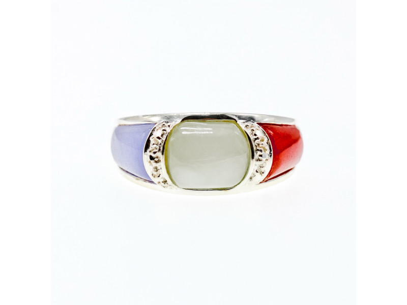 

Серебряное кольцо с камнями нефрит Натуральный Sky Jewelry 003674