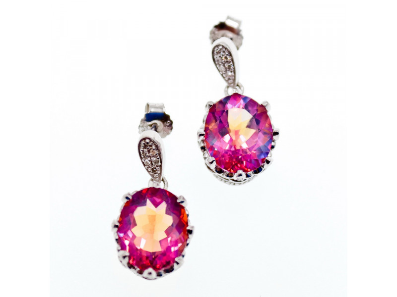 

Серебряные серьги с камнями мистик топаз и белый топаз Натуральный Sky Jewelry 003748