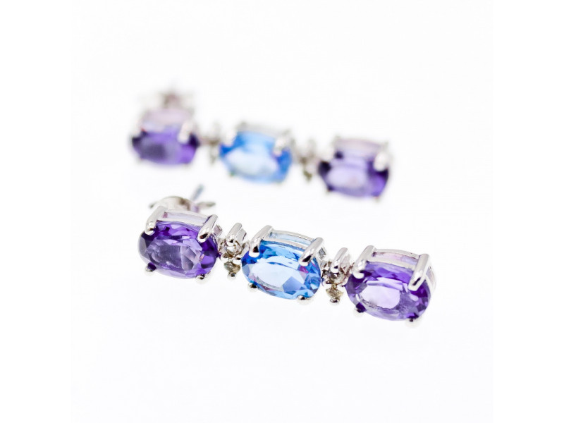 

Серебряные серьги с аметистом топазом и бриллиантом Натуральный Sky Jewelry 003785
