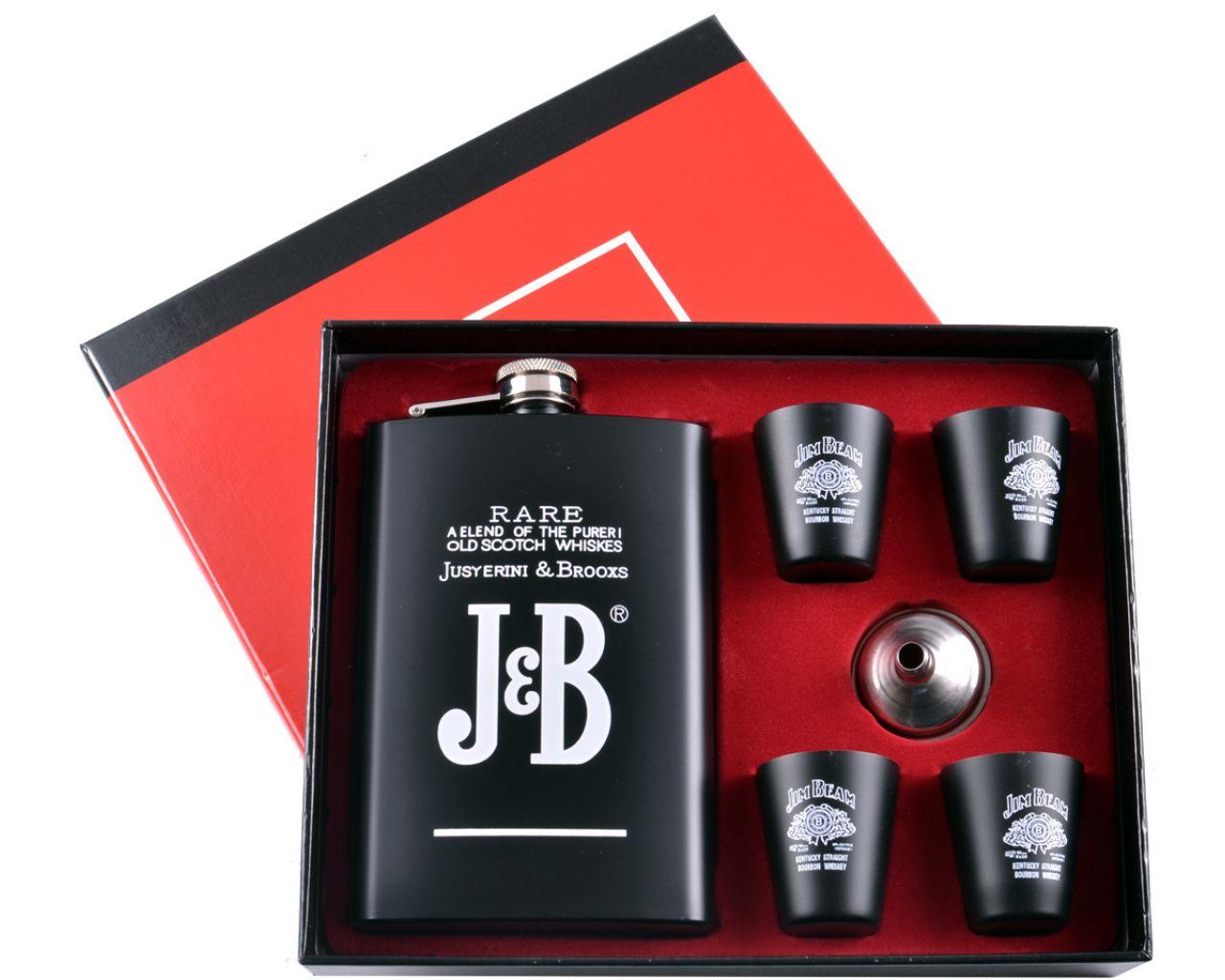 

Подарочный набор 6в1 "Jim Beam" Фляга, 4 рюмки, лейка TZ-28