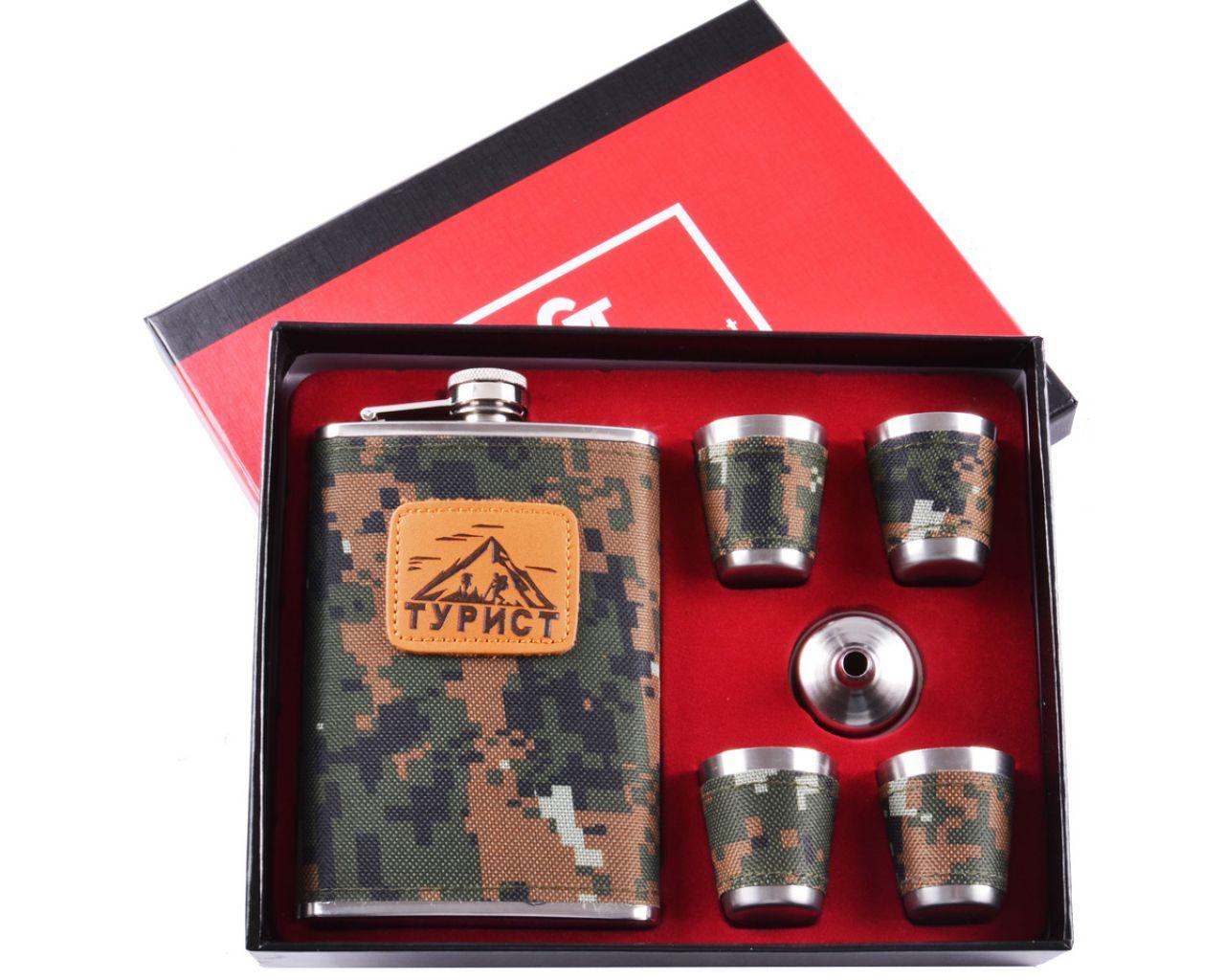 

Подарочный набор 6в1 фляга, рюмки, лейка "ТУРИСТ" TZ-4