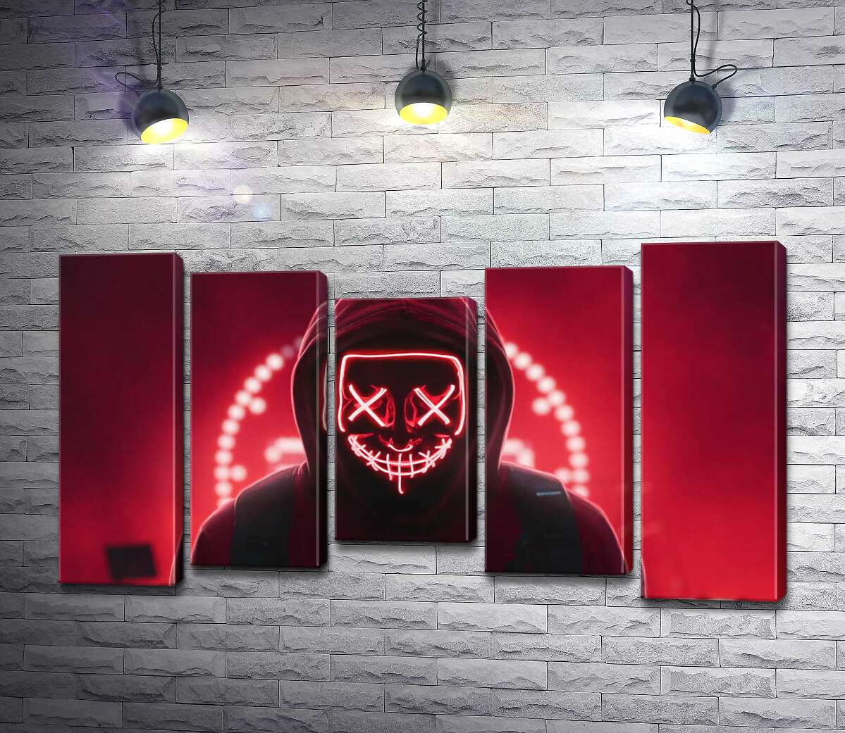 

Модульная картина ArtPoster Опасность в красном свете маски "Судная ночь" 100x58 см Модуль №28