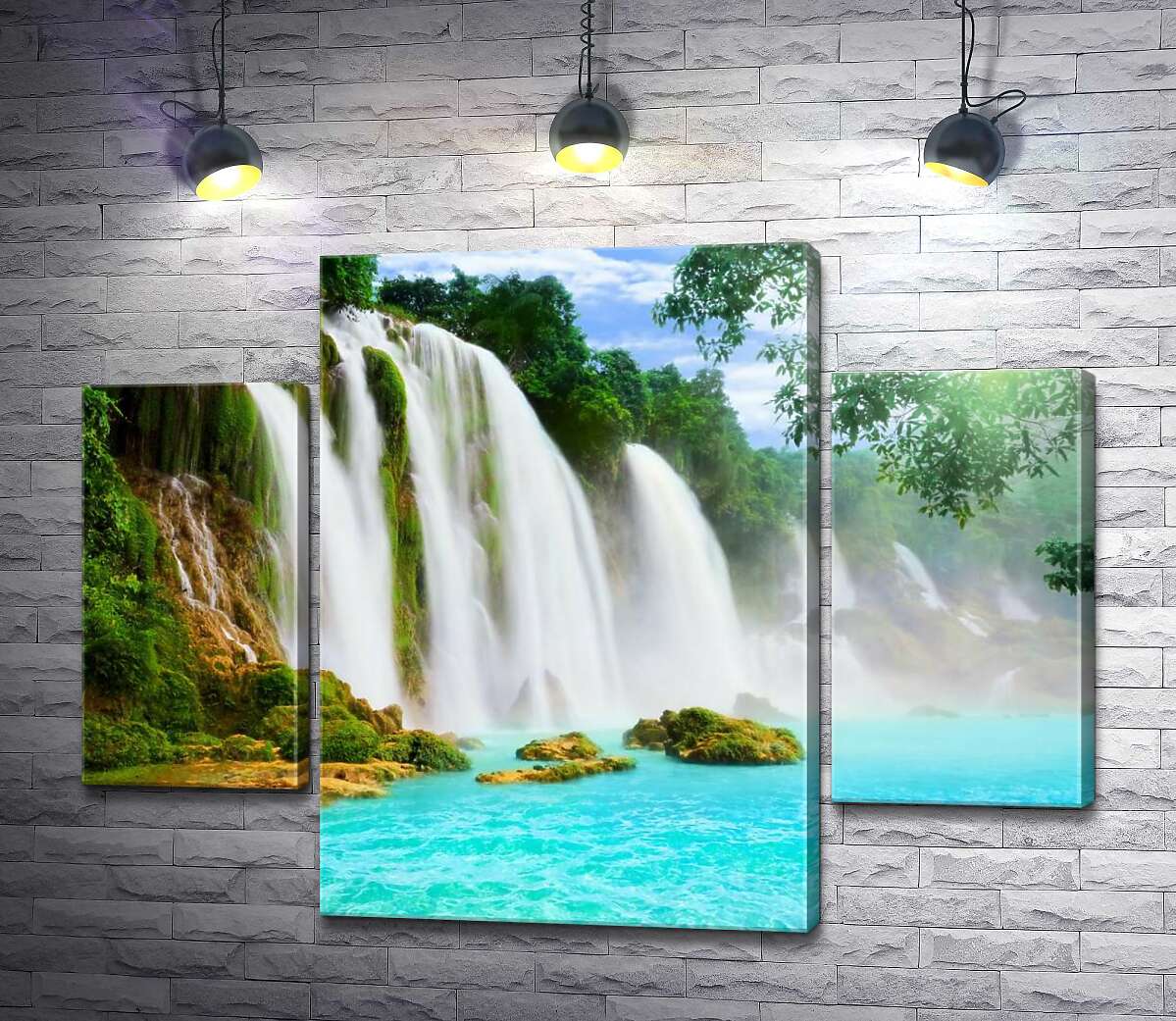

Модульная картина ArtPoster Небесно-голубые воды поглощают силу бурных водопадов 100x75 см Модуль №7