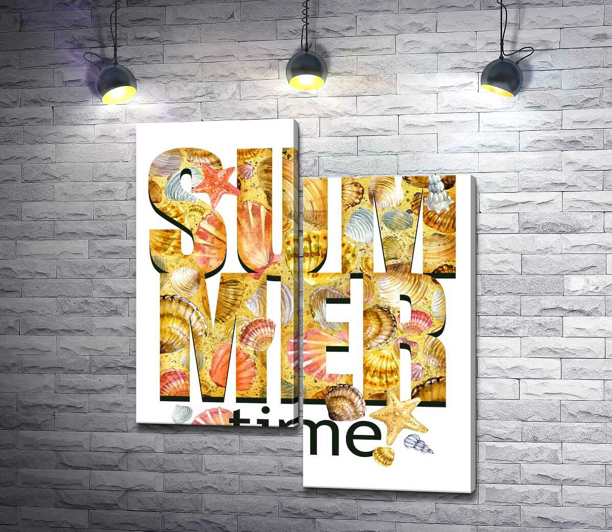 

Модульная картина ArtPoster Надпись "summertime" усыпана морскими ракушками 50x60 см Модуль №5