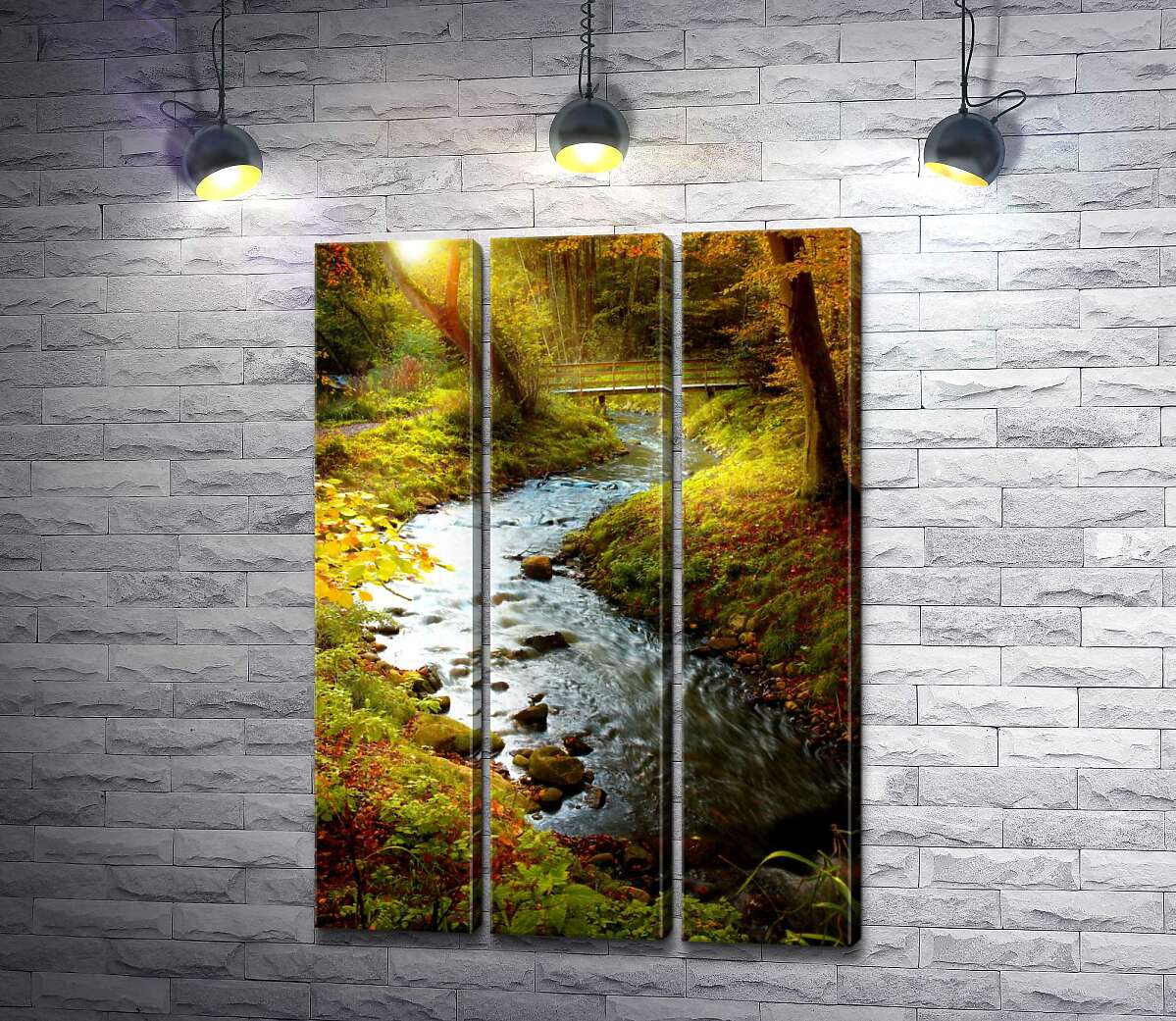 

Модульная картина ArtPoster Мягкие переливы желтой осени на берегах лесного ручья 60x87 см Модуль №11