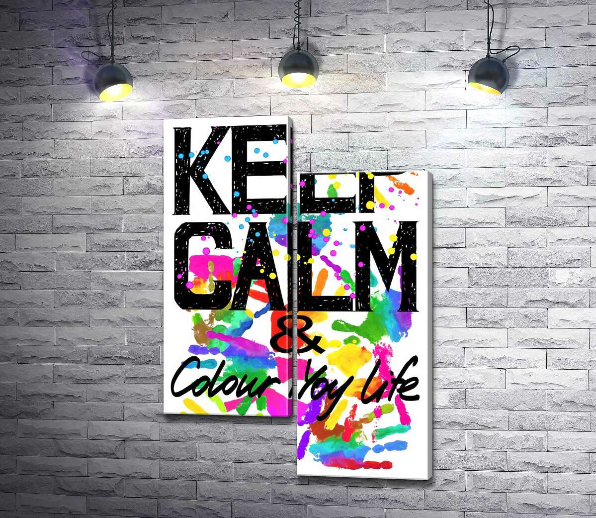 

Модульная картина ArtPoster Надпись "keep calm and colour your life" на фоне отпечатков рук 100x147 см Модуль №5