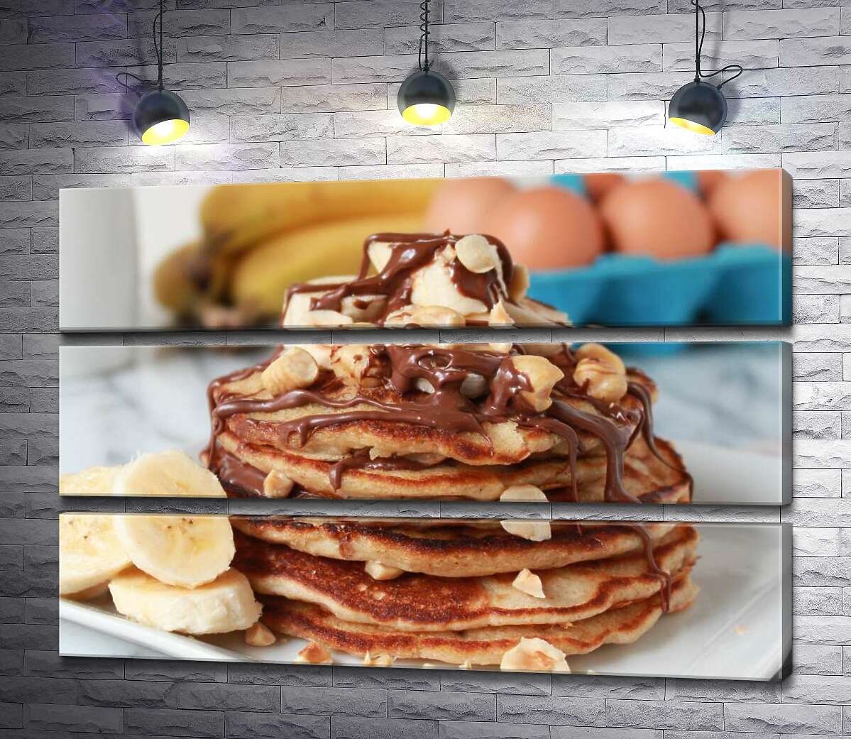 

Модульная картина ArtPoster Нежный вкус панкейков со сладким сочетанием шоколада и бананов 130x87 см Модуль №13