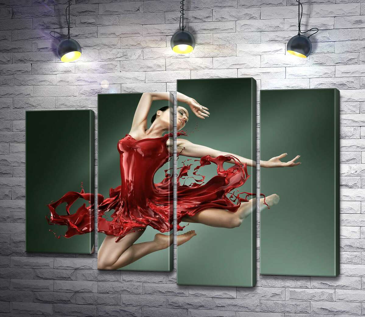 

Модульная картина ArtPoster Нежная балерина грациозно летит в сочно-красном платье 80x61 см Модуль №21