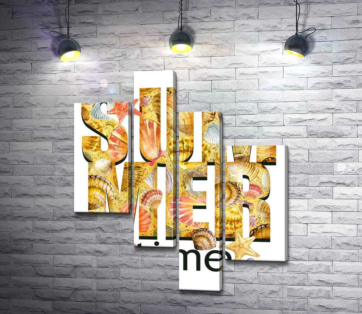 

Модульная картина ArtPoster Надпись "summertime" усыпана морскими ракушками 100x119 см Модуль №20