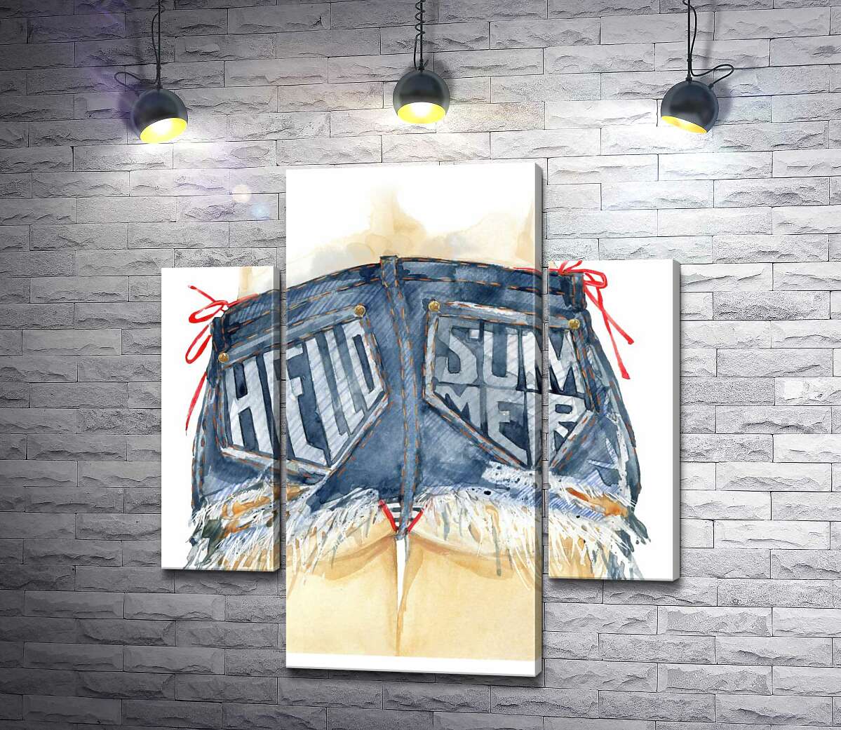 

Модульная картина ArtPoster Надпись "hello summer" на карманах девушки в коротких шортах 80x89 см Модуль №7
