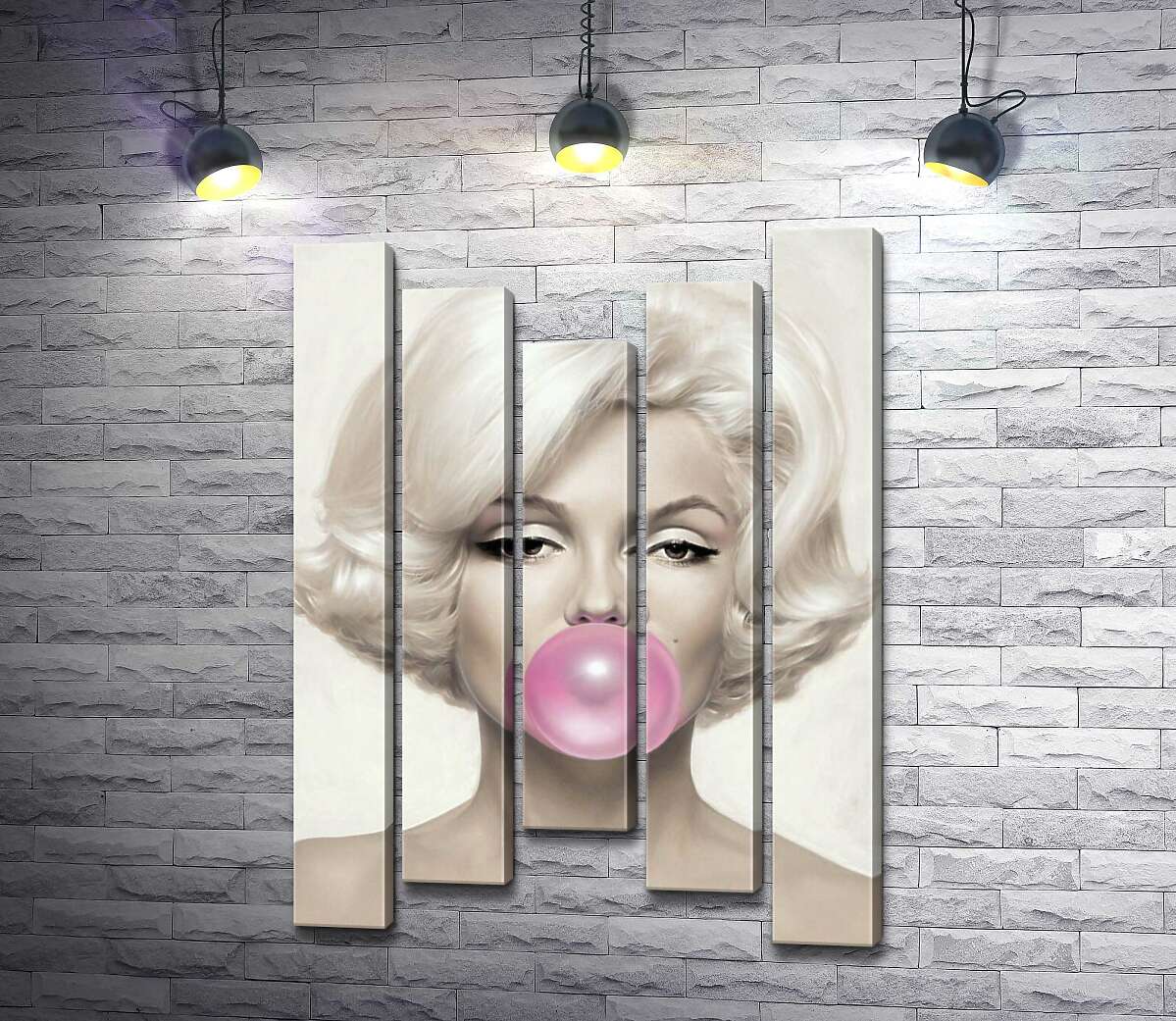

Модульная картина ArtPoster Мэрилин Монро (Marilyn Monroe) надувает розовую жвачку 100x145 см Модуль №28