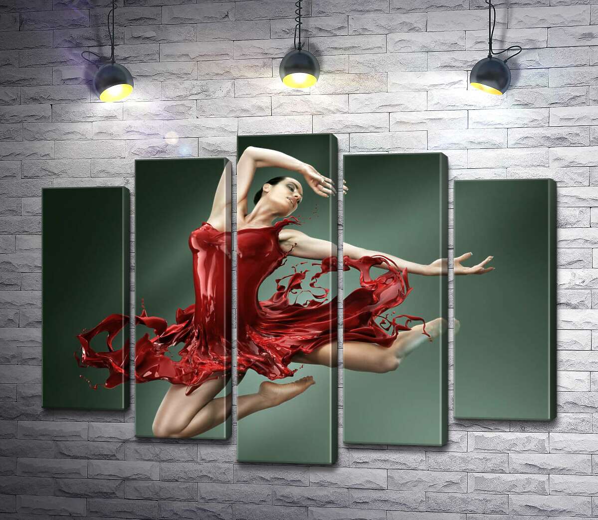 

Модульная картина ArtPoster Нежная балерина грациозно летит в сочно-красном платье 100x75 см Модуль №26