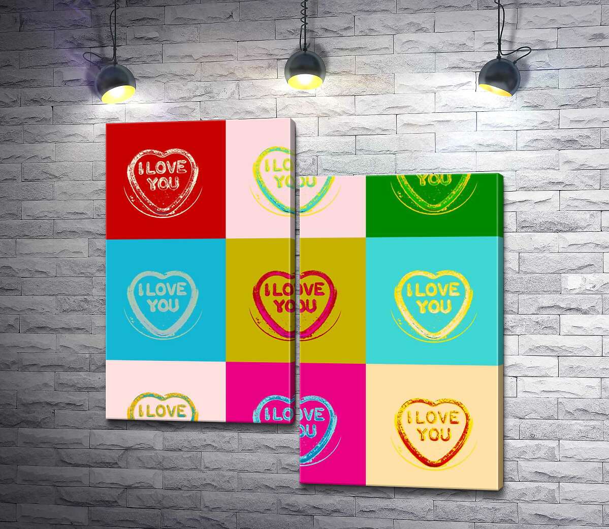 

Модульная картина ArtPoster Надпись "I love you" в ярком стиле поп-арт 100x100 см Модуль №5