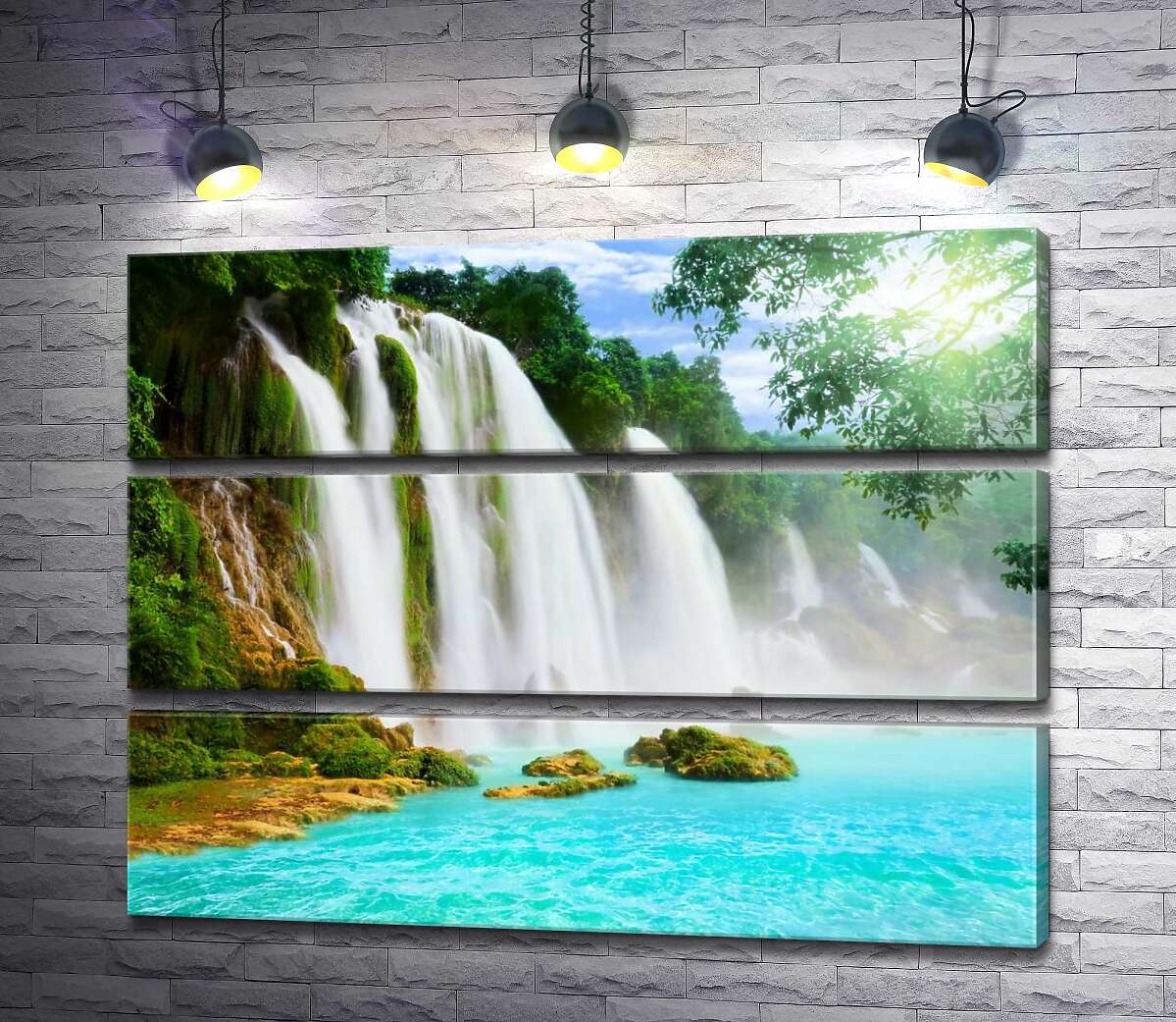 

Модульная картина ArtPoster Небесно-голубые воды поглощают силу бурных водопадов 130x99 см Модуль №13