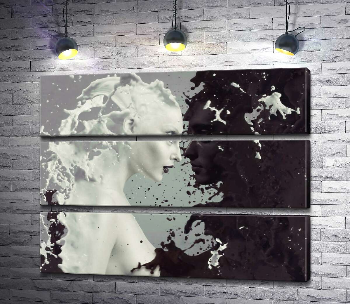 

Модульная картина ArtPoster Объединение влюбленных в черно-белых брызгах 100x78 см Модуль №13
