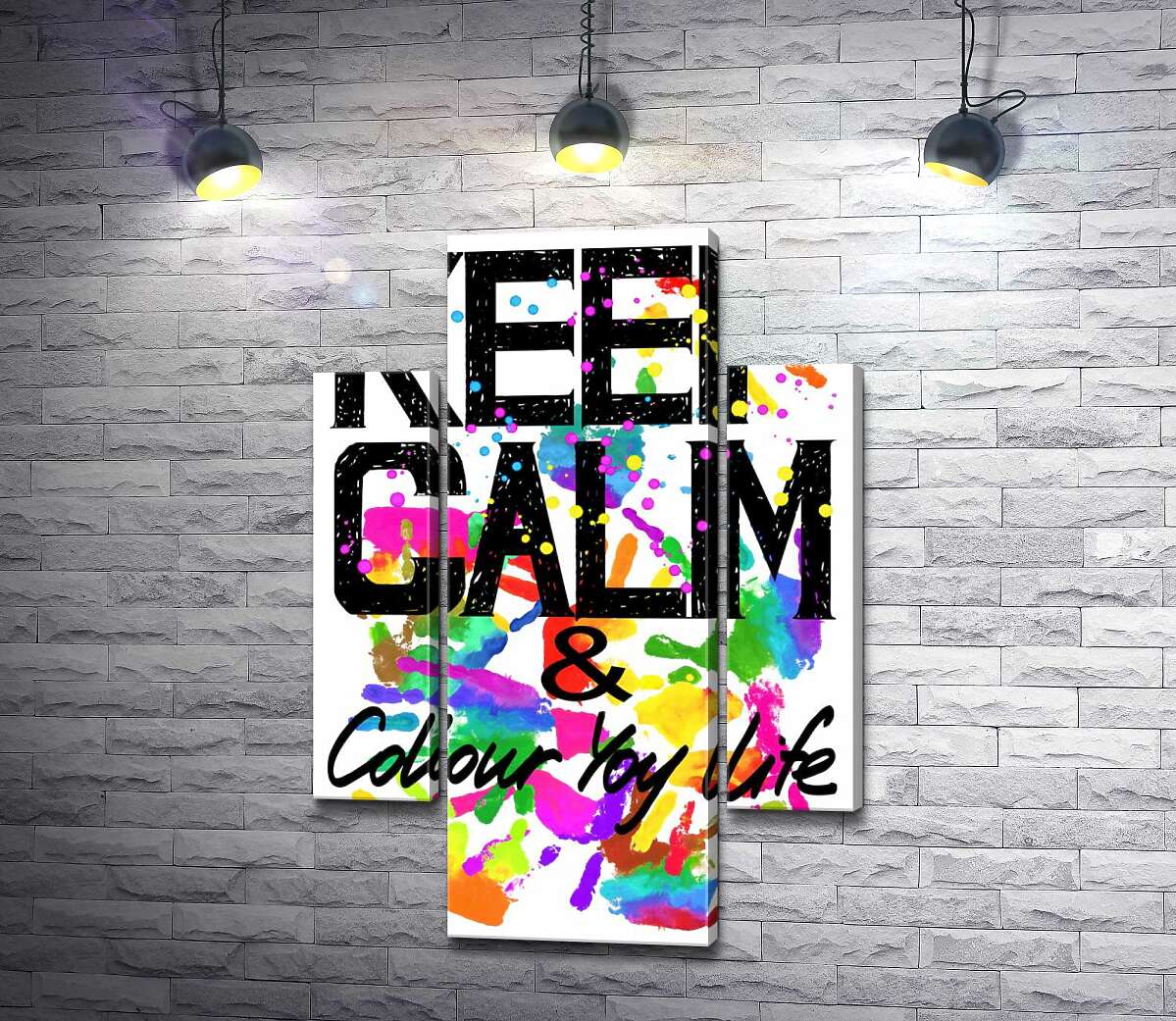 

Модульная картина ArtPoster Надпись "keep calm and colour your life" на фоне отпечатков рук 100x148 см Модуль №7