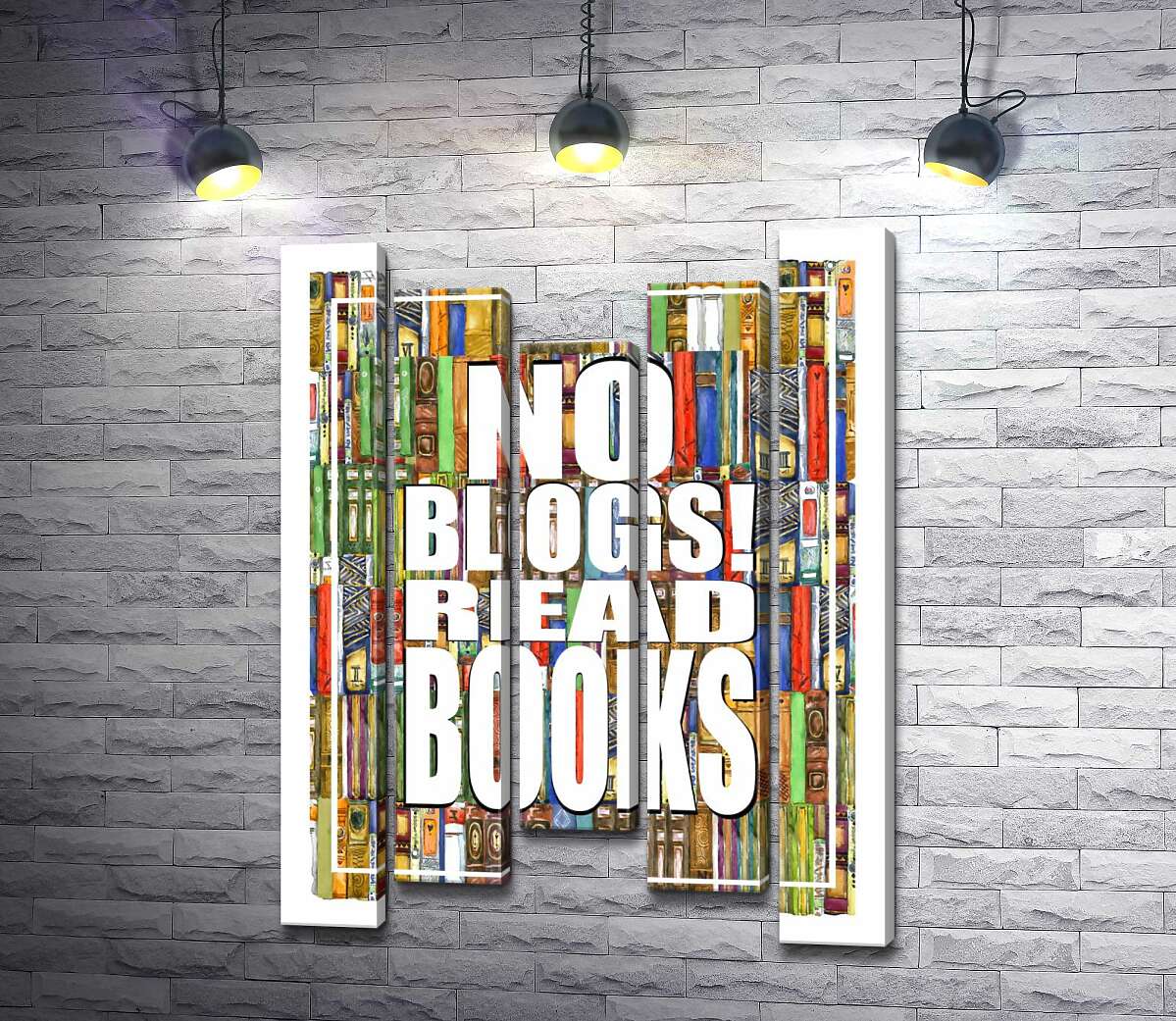 

Модульная картина ArtPoster Надпись "No blogs! Read books" на фоне книг 130x179 см Модуль №28