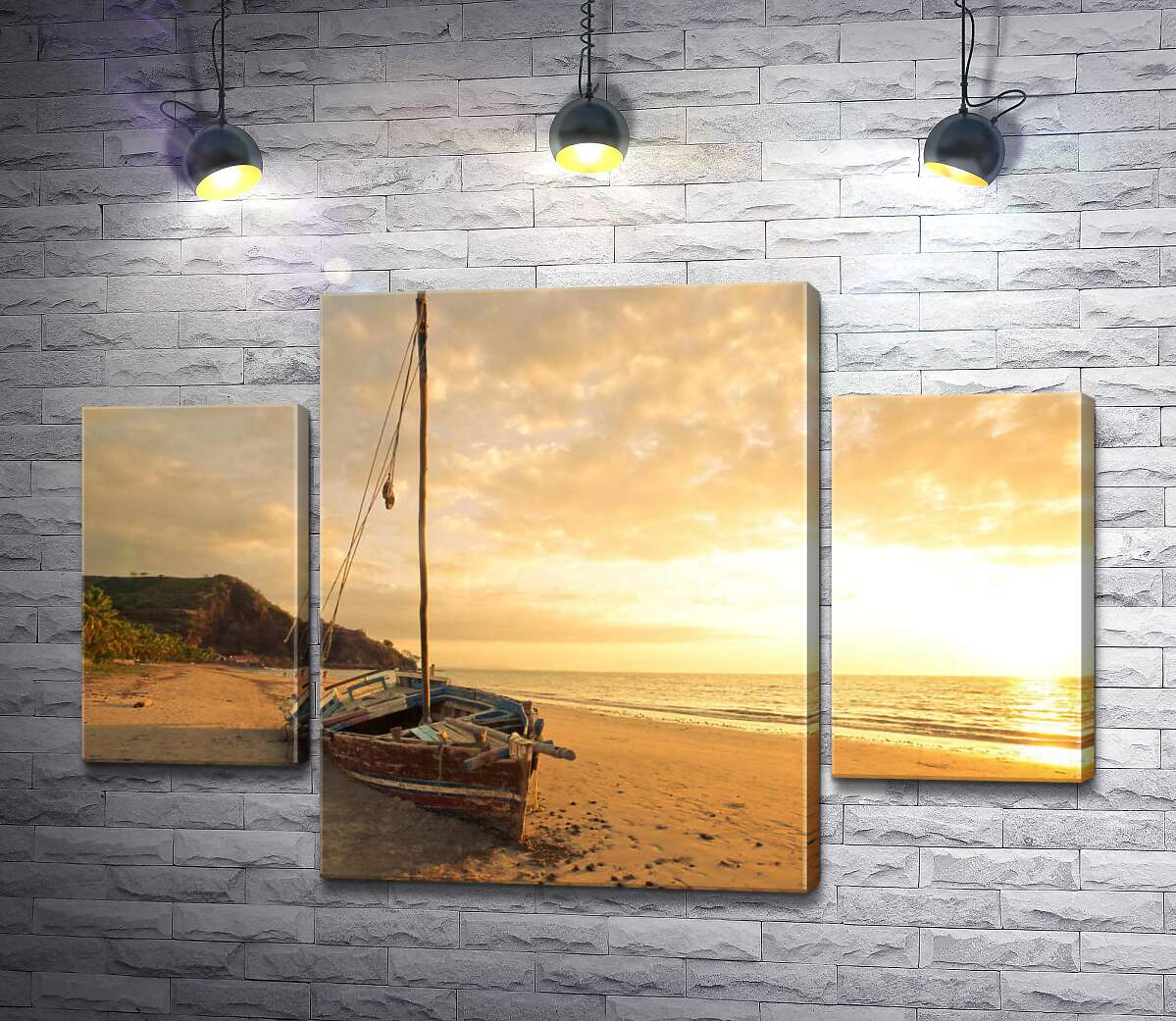

Модульная картина ArtPoster Одинокая лодка на вечернем пляже 131x89 см Модуль №7
