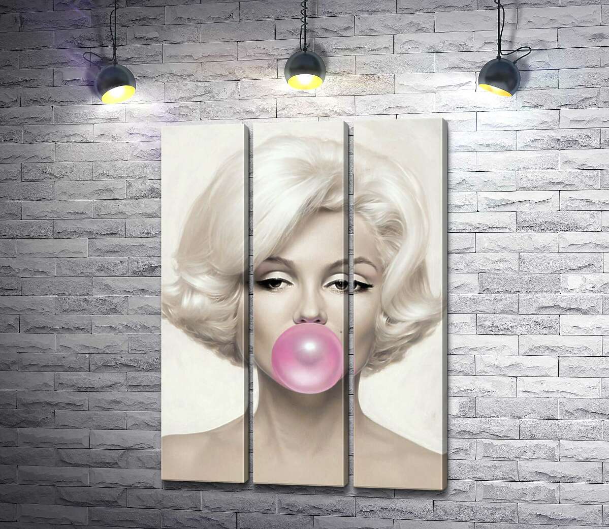 

Модульная картина ArtPoster Мэрилин Монро (Marilyn Monroe) надувает розовую жвачку 102x143 см Модуль №11