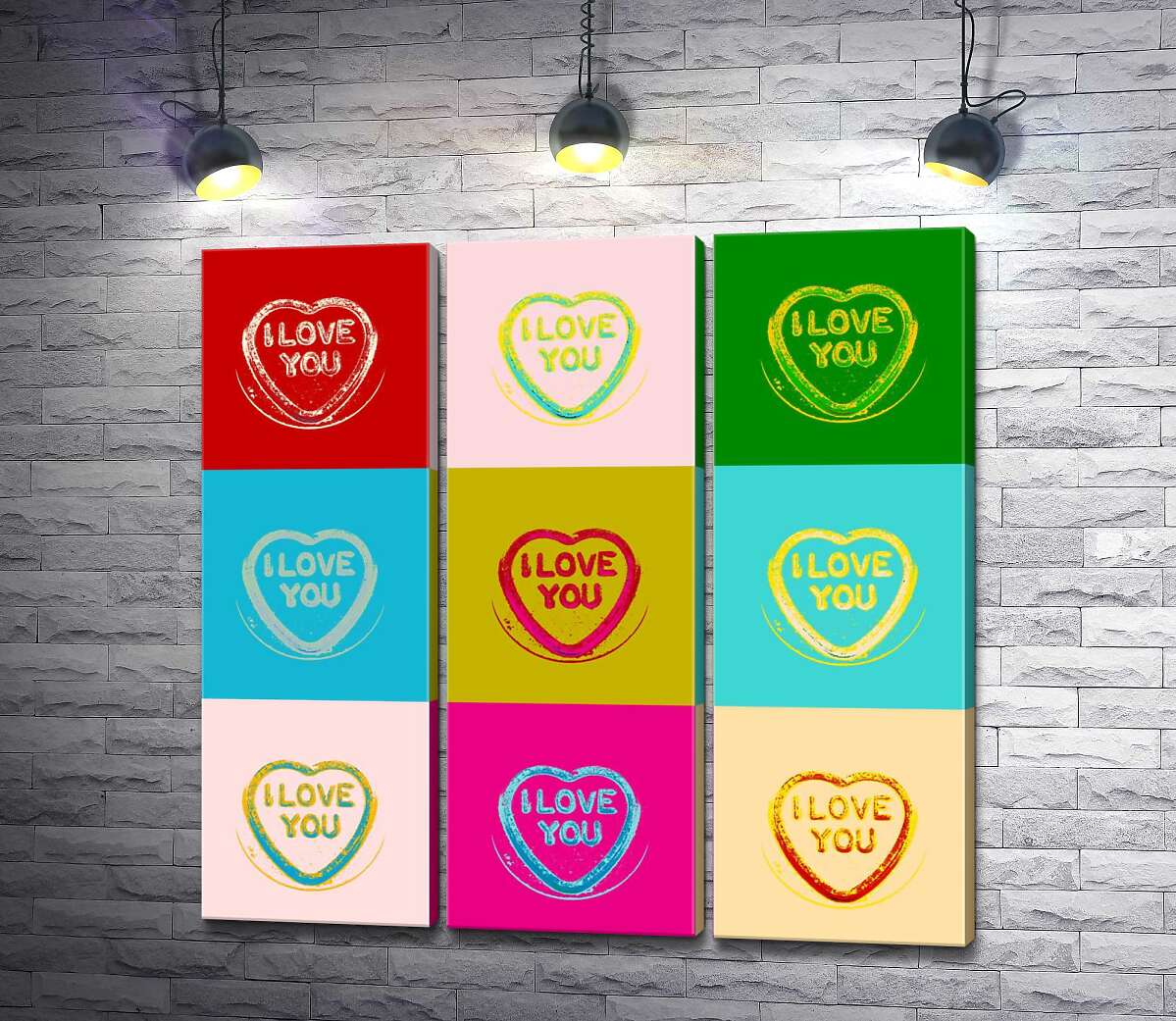 

Модульная картина ArtPoster Надпись "I love you" в ярком стиле поп-арт 60x60 см Модуль №11