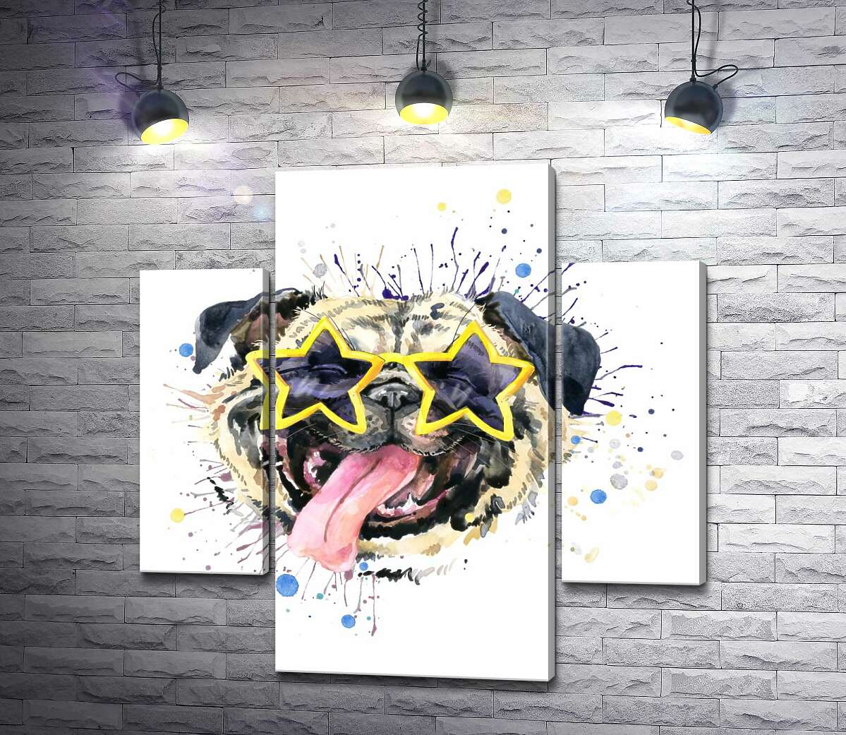 

Модульная картина ArtPoster Мопс в звездных очках 131x130 см Модуль №7