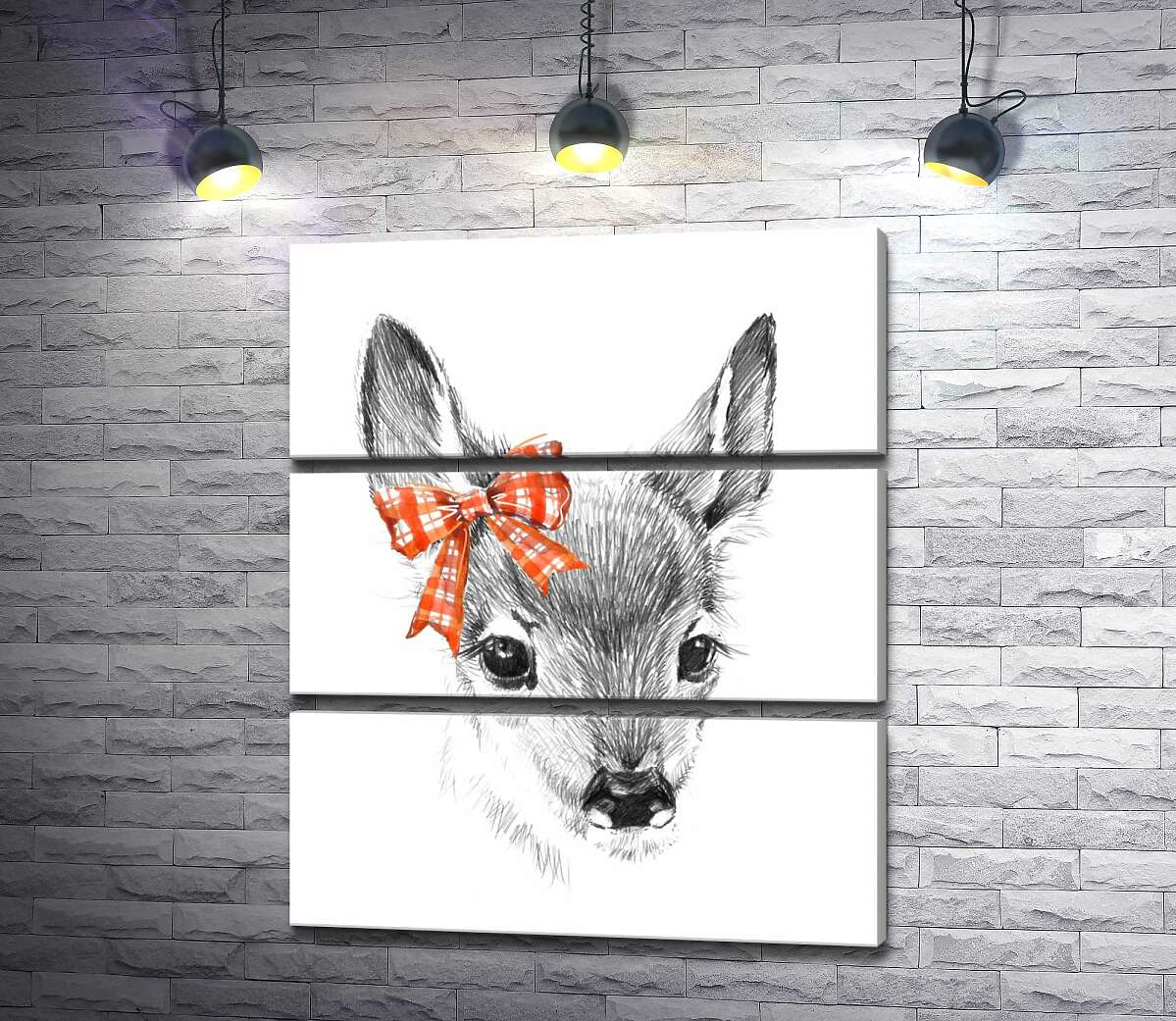 

Модульная картина ArtPoster Олененок с красным бантиком возле уха 100x120 см Модуль №13