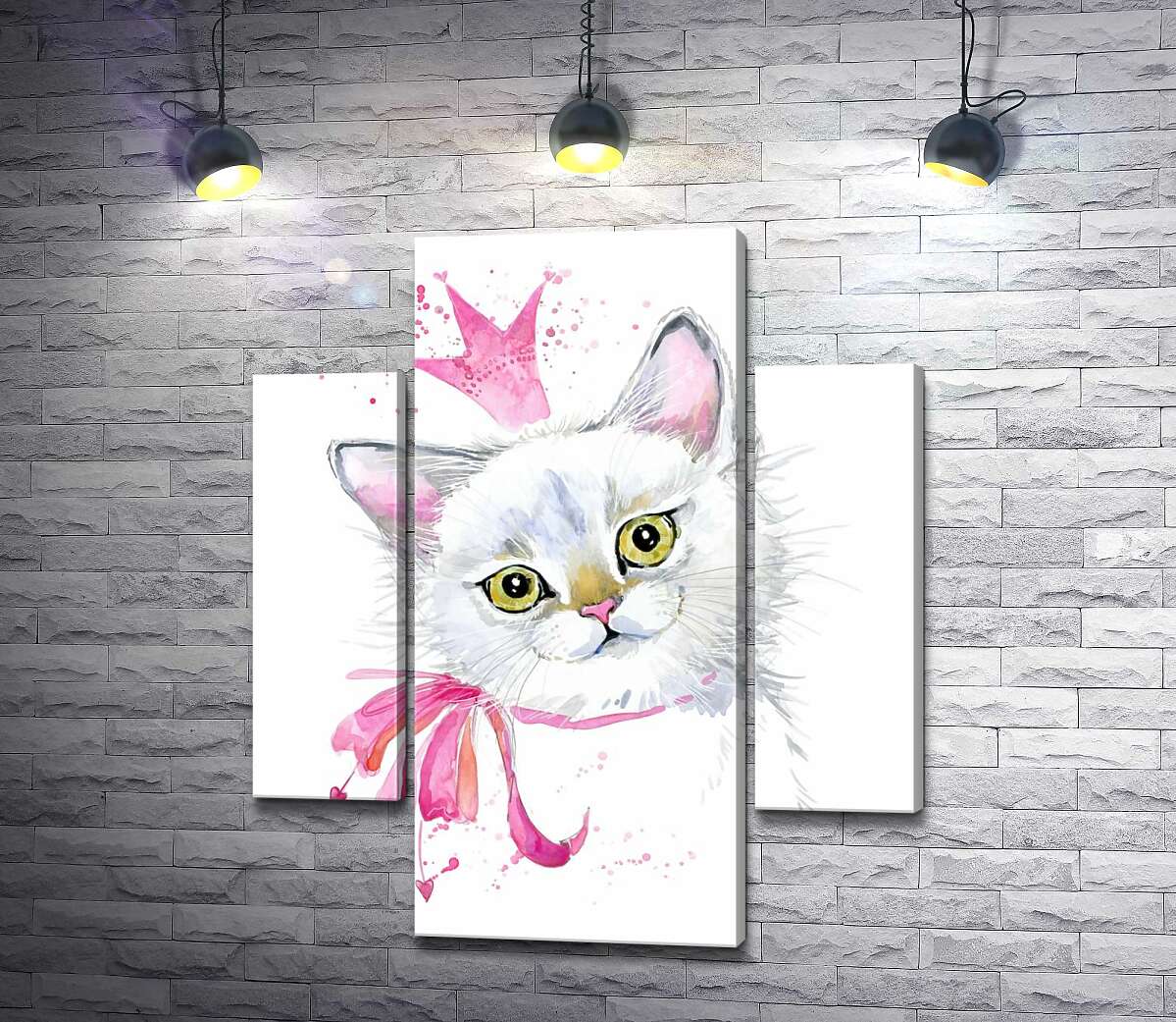 

Модульная картина ArtPoster Нежная кошечка с розовым бантиком и короной 100x119 см Модуль №7