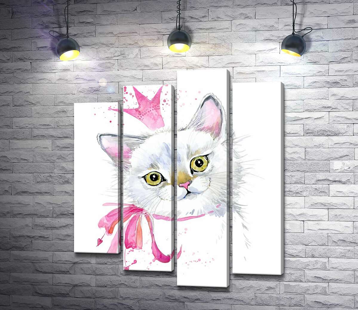 

Модульная картина ArtPoster Нежная кошечка с розовым бантиком и короной 100x119 см Модуль №21