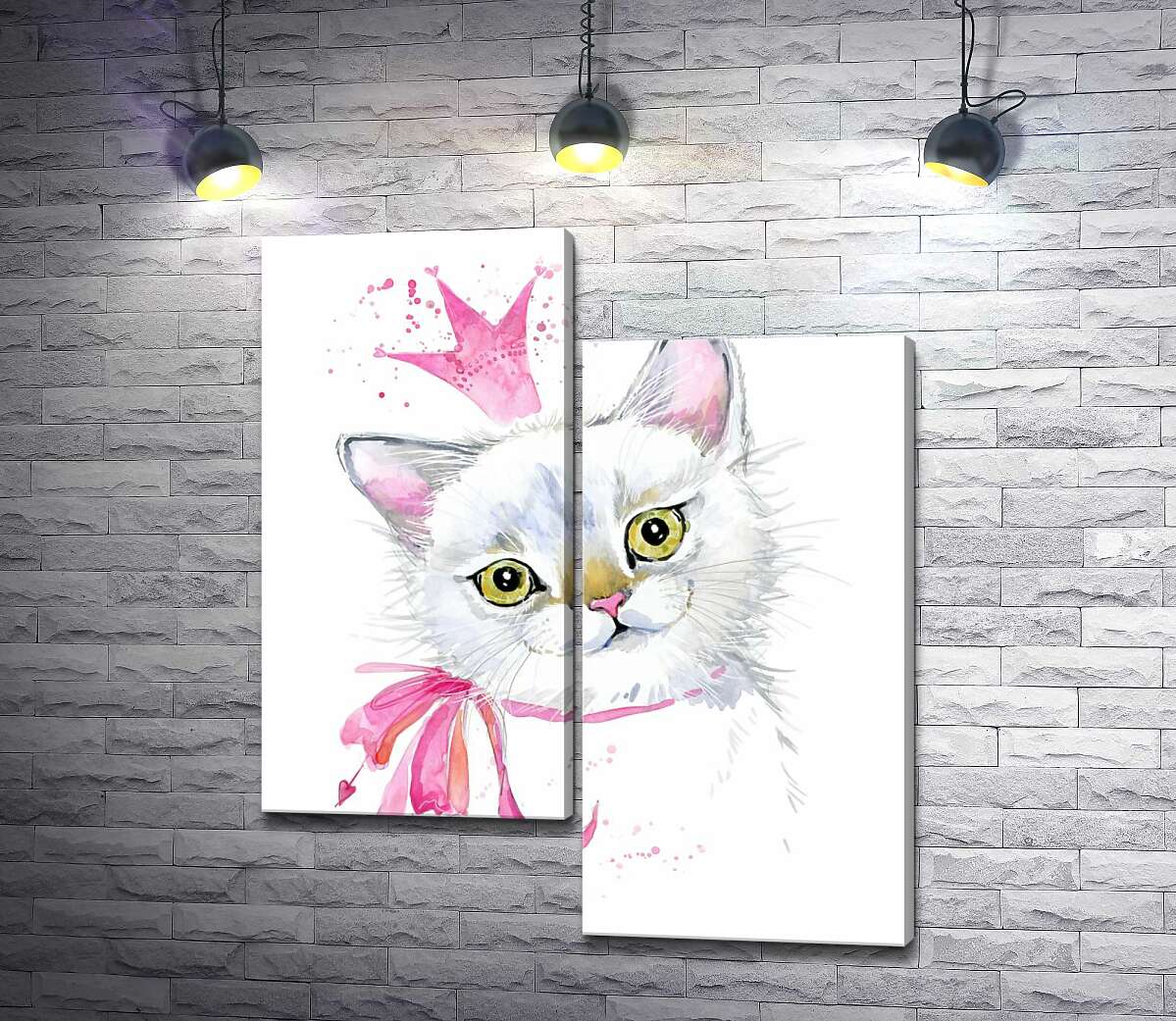 

Модульная картина ArtPoster Нежная кошечка с розовым бантиком и короной 50x60 см Модуль №5