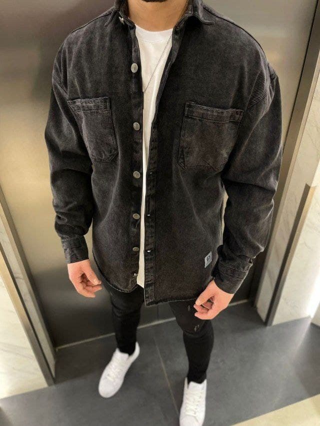 

Мужская джинсовая рубашка в стиле Oversize PA0101 рXL черная